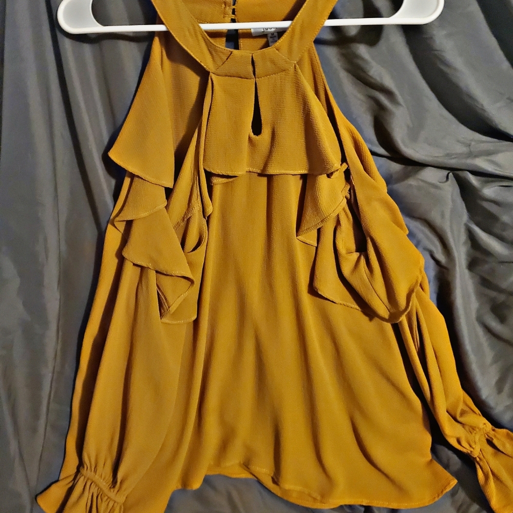 Long sleeve, cutout shoulder, dressy tank
